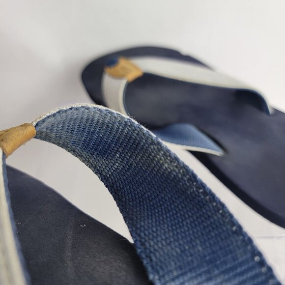 L.L Bean Womens 10 Navy Blue Thong‎ Slip On Sandal Summer Beach Nautical Casual - Picture 5 of 9